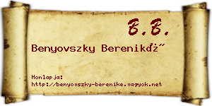Benyovszky Bereniké névjegykártya